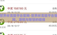 世界杯竞猜平台官网-世界杯竞猜平台官网，激情与智慧的碰撞