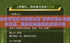 世界杯足彩竞猜新玩法-世界杯足彩竞猜新玩法，解锁足球盛宴的无限可能