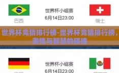 世界杯竞猜排行榜-世界杯竞猜排行榜，激情与智慧的碰撞