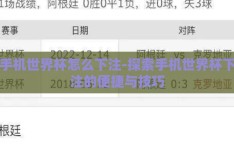 手机世界杯怎么下注-探索手机世界杯下注的便捷与技巧