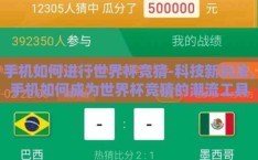 手机如何进行世界杯竞猜-科技新玩法，手机如何成为世界杯竞猜的潮流工具