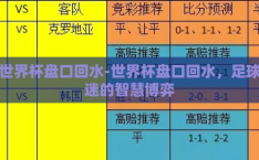 世界杯盘口回水-世界杯盘口回水，足球迷的智慧博弈