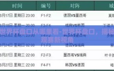世界杯盘口从哪里看-世界杯盘口，揭秘观赛新视角