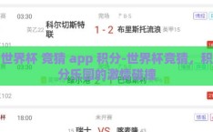 世界杯 竞猜 app 积分-世界杯竞猜，积分乐园的激情碰撞