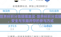 世界杯积分竞猜哪里买-世界杯积分竞猜，安全与乐趣并存的参与方式
