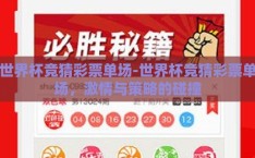 世界杯竞猜彩票单场-世界杯竞猜彩票单场，激情与策略的碰撞