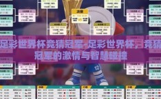 足彩世界杯竞猜冠军-足彩世界杯，竞猜冠军的激情与智慧碰撞