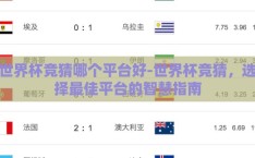 世界杯竞猜哪个平台好-世界杯竞猜，选择最佳平台的智慧指南
