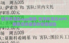 世界杯竞彩app推荐-世界杯竞彩APP，解锁足球盛宴的智能钥匙