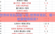 世界杯竞彩买哪一轮-世界杯竞彩，哪一轮最值得投资？