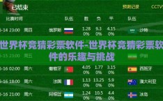 世界杯竞猜彩票软件-世界杯竞猜彩票软件的乐趣与挑战