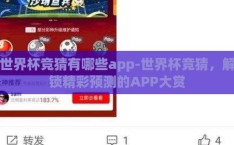 世界杯竞猜有哪些app-世界杯竞猜，解锁精彩预测的APP大赏