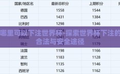 哪里可以下注世界杯-探索世界杯下注的合法与安全途径