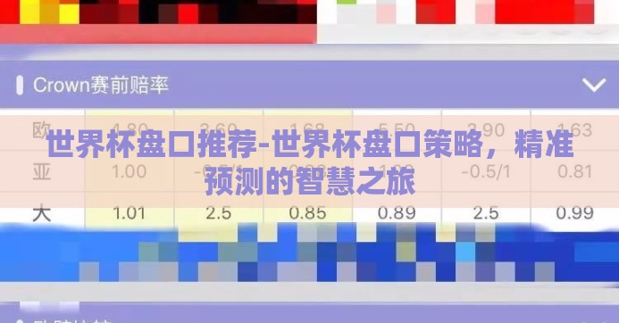 世界杯盘口推荐-世界杯盘口策略，精准预测的智慧之旅