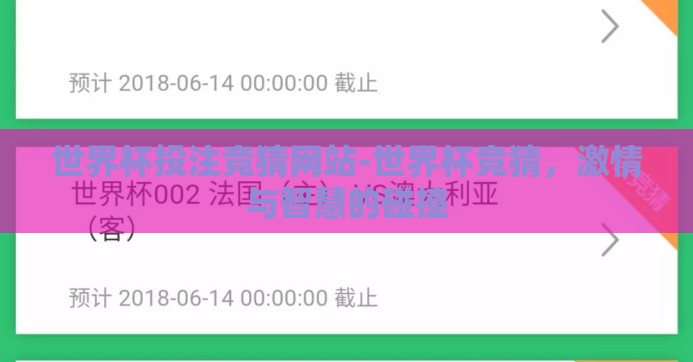 世界杯投注竞猜网站-世界杯竞猜，激情与智慧的碰撞