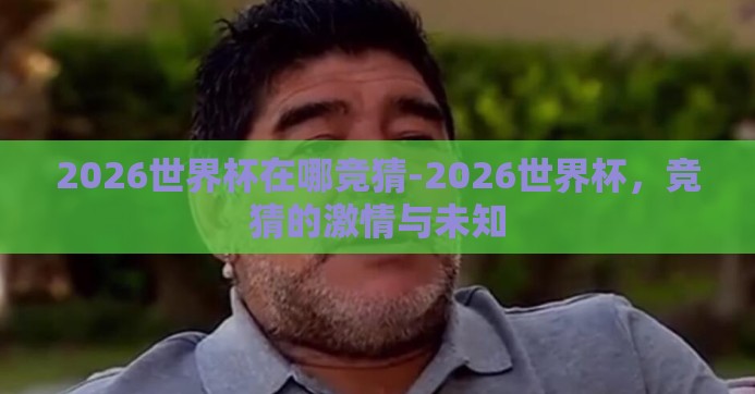 2026世界杯在哪竞猜-2026世界杯，竞猜的激情与未知