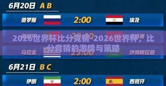 2026世界杯比分竞猜-2026世界杯，比分竞猜的激情与策略