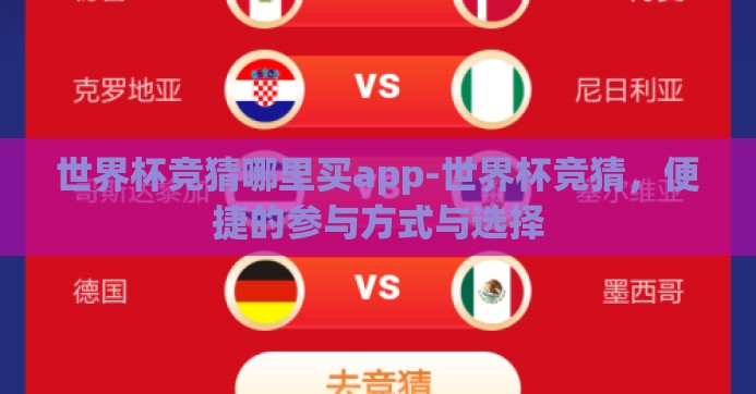 世界杯竞猜哪里买app-世界杯竞猜，便捷的参与方式与选择