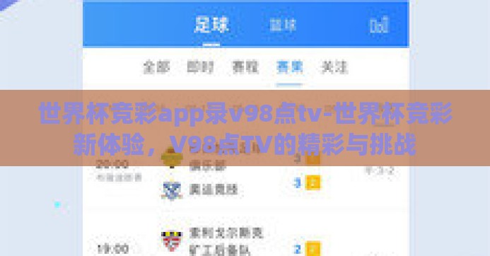 世界杯竞彩app录v98点tv-世界杯竞彩新体验，V98点TV的精彩与挑战