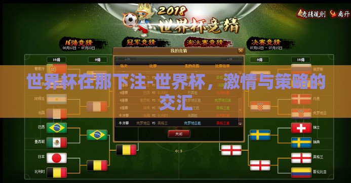 世界杯在那下注-世界杯，激情与策略的交汇