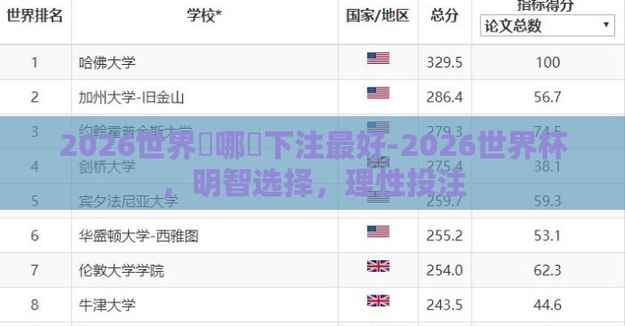 2026世界盃哪裡下注最好-2026世界杯，明智选择，理性投注