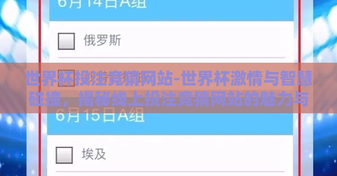 世界杯投注竞猜网站-世界杯激情与智慧碰撞,揭秘线上投注竞猜网站的魅力与风险 世界杯投注竞猜网站-世界杯激情与智慧碰撞,揭秘线上投注竞猜网站的魅力与风险