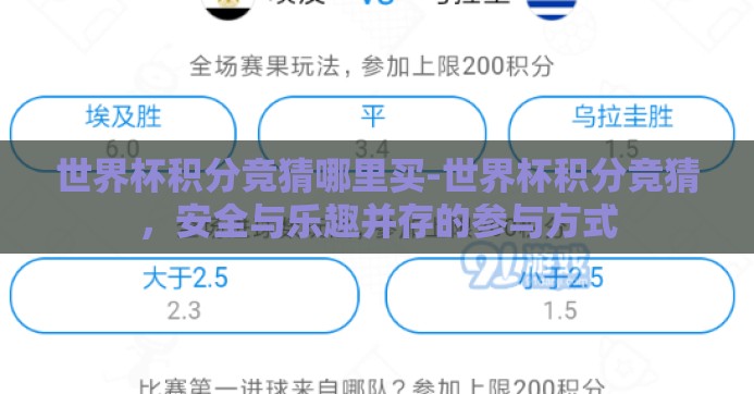 世界杯积分竞猜哪里买-世界杯积分竞猜,安全与乐趣并存的参与方式 世界杯积分竞猜哪里买-世界杯积分竞猜,安全与乐趣并存的参与方式