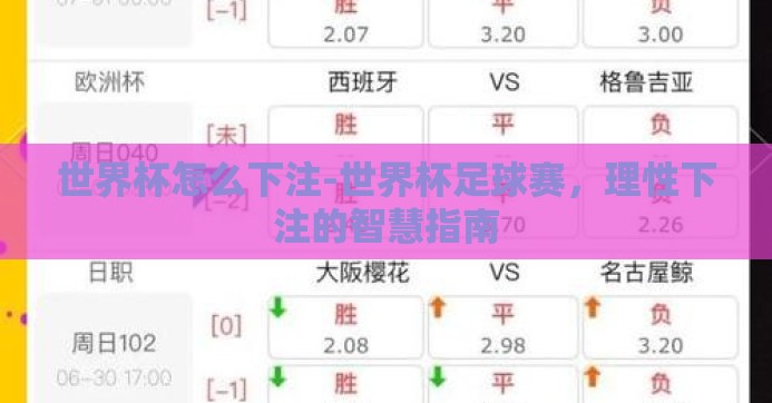 世界杯怎么下注-世界杯足球赛,理性下注的智慧指南 世界杯怎么下注-世界杯足球赛,理性下注的智慧指南