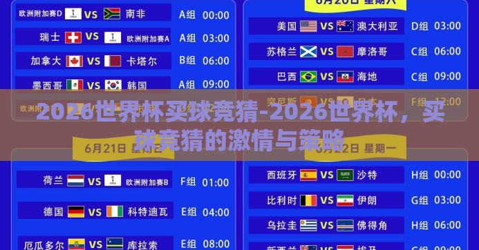 2026世界杯买球竞猜-2026世界杯，买球竞猜的激情与策略