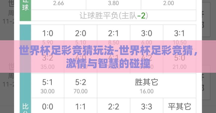 世界杯足彩竞猜玩法-世界杯足彩竞猜，激情与智慧的碰撞