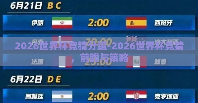 2026世界杯竞猜分组-2026世界杯竞猜，前瞻与策略