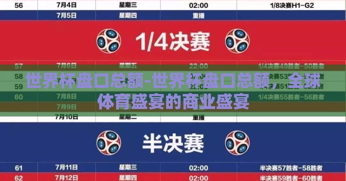 世界杯盘口总额-世界杯盘口总额，全球体育盛宴的商业盛宴