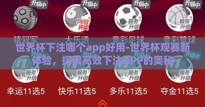 世界杯下注哪个app好用-世界杯观赛新体验，探索高效下注APP的奥秘