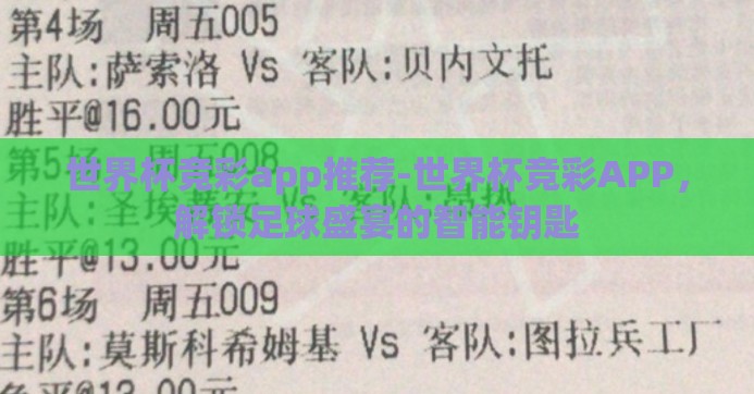 世界杯竞彩app推荐-世界杯竞彩APP，解锁足球盛宴的智能钥匙