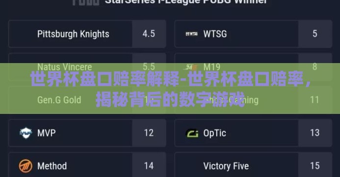 世界杯盘口赔率解释-世界杯盘口赔率，揭秘背后的数字游戏