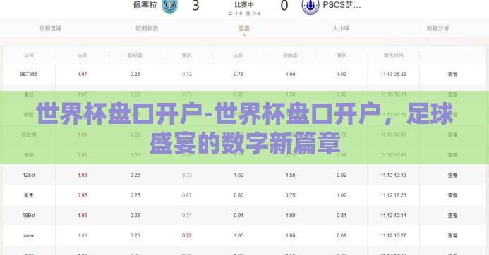 世界杯盘口开户-世界杯盘口开户，足球盛宴的数字新篇章