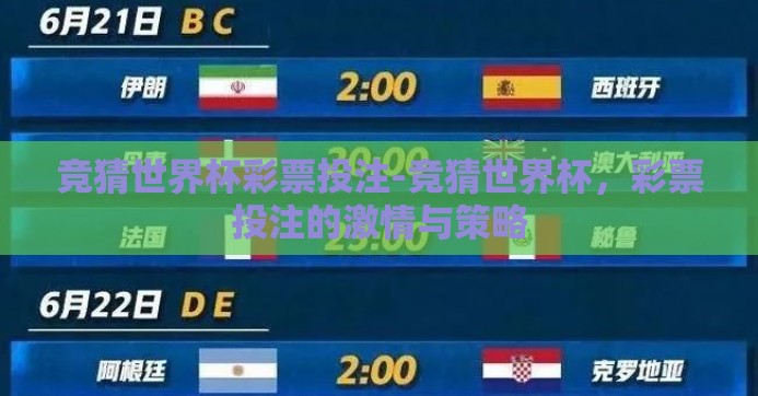 竞猜世界杯彩票投注-竞猜世界杯，彩票投注的激情与策略