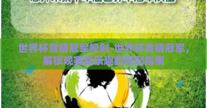 世界杯竞猜冠军规则-世界杯竞猜冠军，解锁观赛新乐趣的规则指南