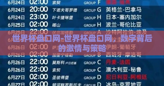 世界杯盘口网-世界杯盘口网，数字背后的激情与策略