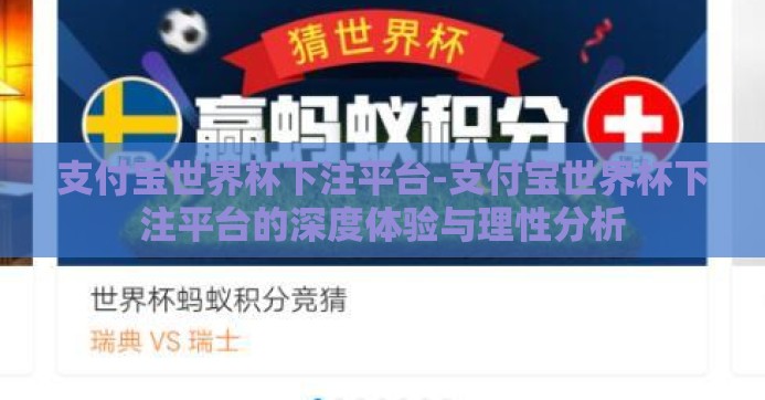 支付宝世界杯下注平台-支付宝世界杯下注平台的深度体验与理性分析
