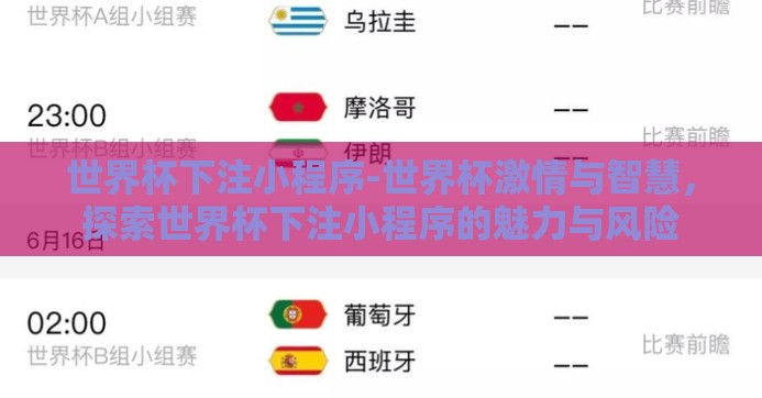 世界杯下注小程序-世界杯激情与智慧，探索世界杯下注小程序的魅力与风险