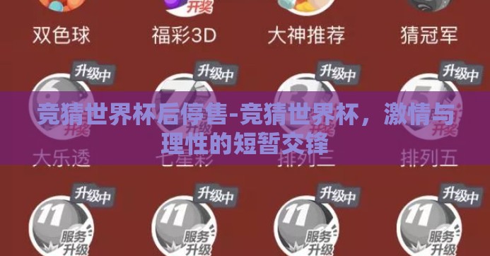 竞猜世界杯后停售-竞猜世界杯，激情与理性的短暂交锋