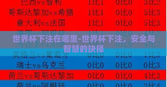 世界杯下注在哪里-世界杯下注，安全与智慧的抉择